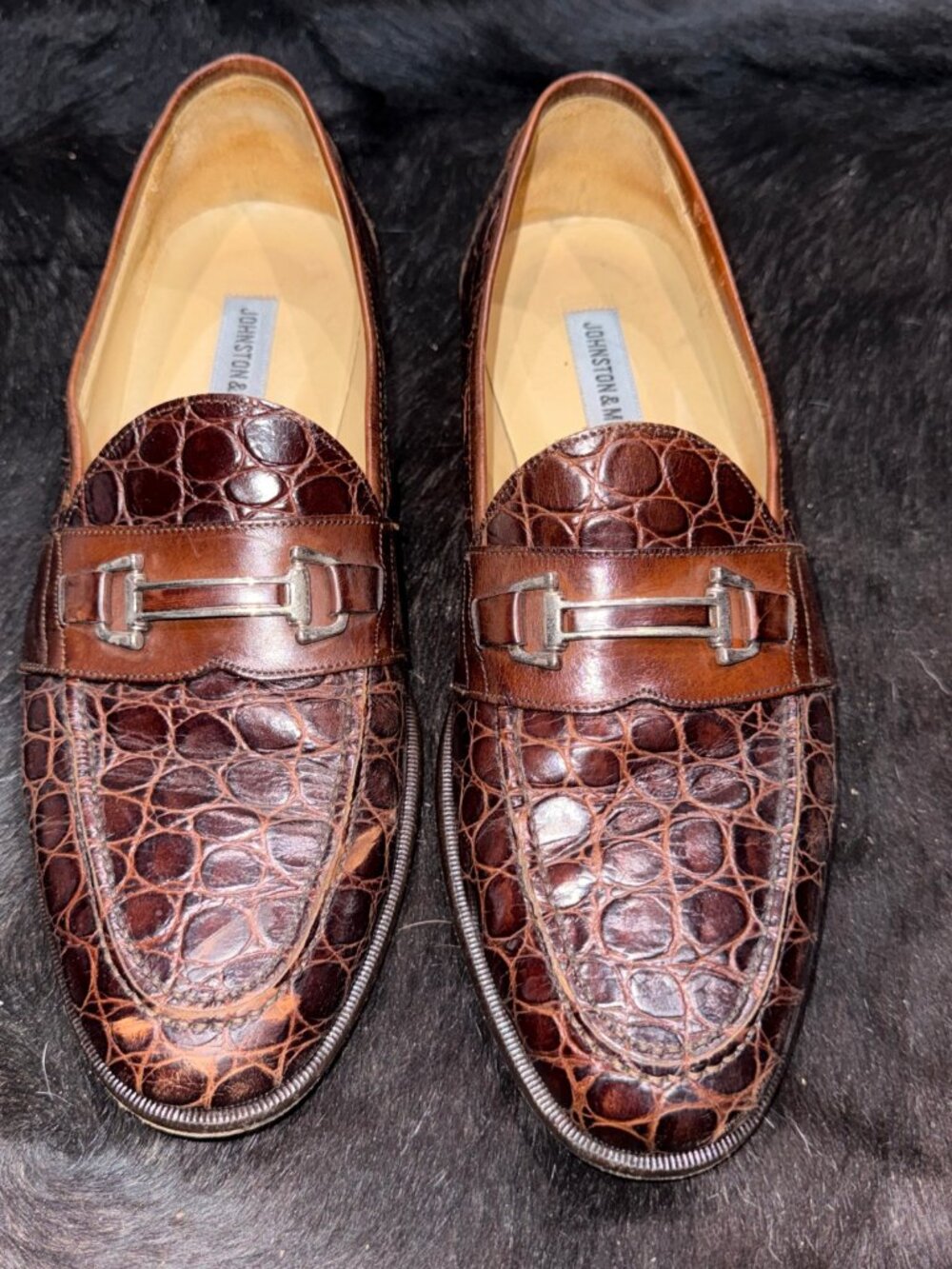 Johnston & Murphy Men’s Brown Crocodile Horsebit Loafers Size 10.5M